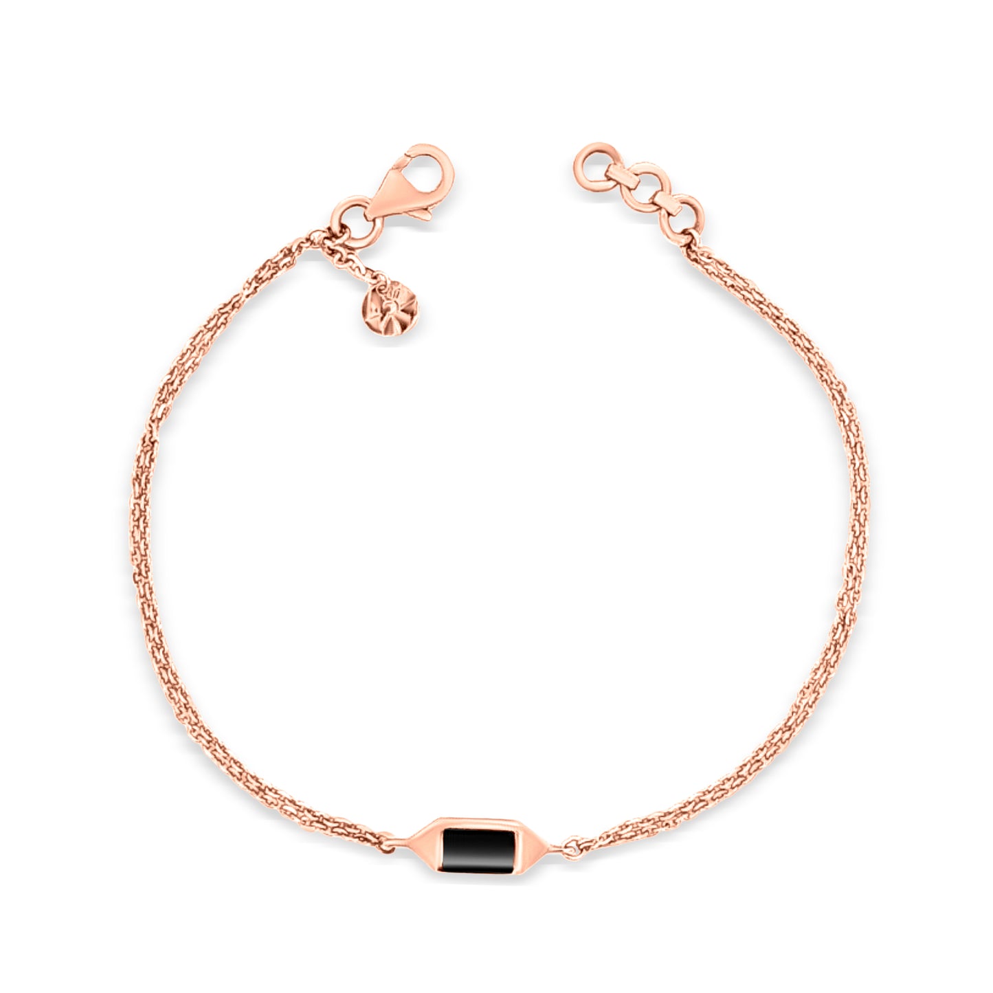 18K Rose Gold Black Enamel Chain Bracelet