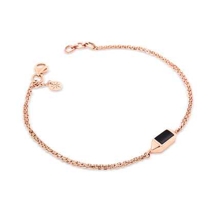 18K Rose Gold Black Enamel Chain Bracelet