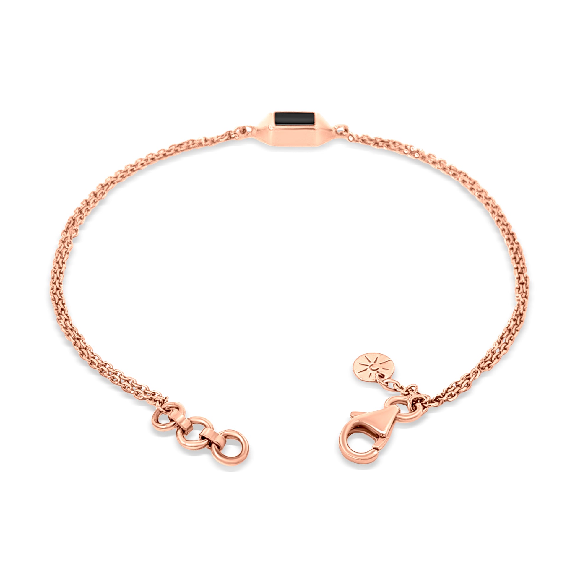 18K Rose Gold Black Enamel Chain Bracelet