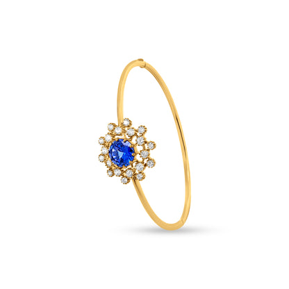 18K Gold Floral Motif Bangle