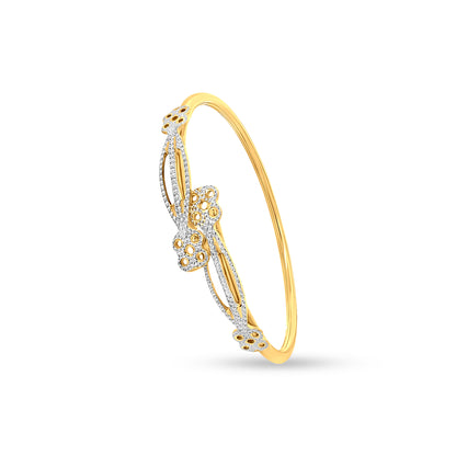 Riya 22K Yellow and White Gold Designer Cuff Bangle