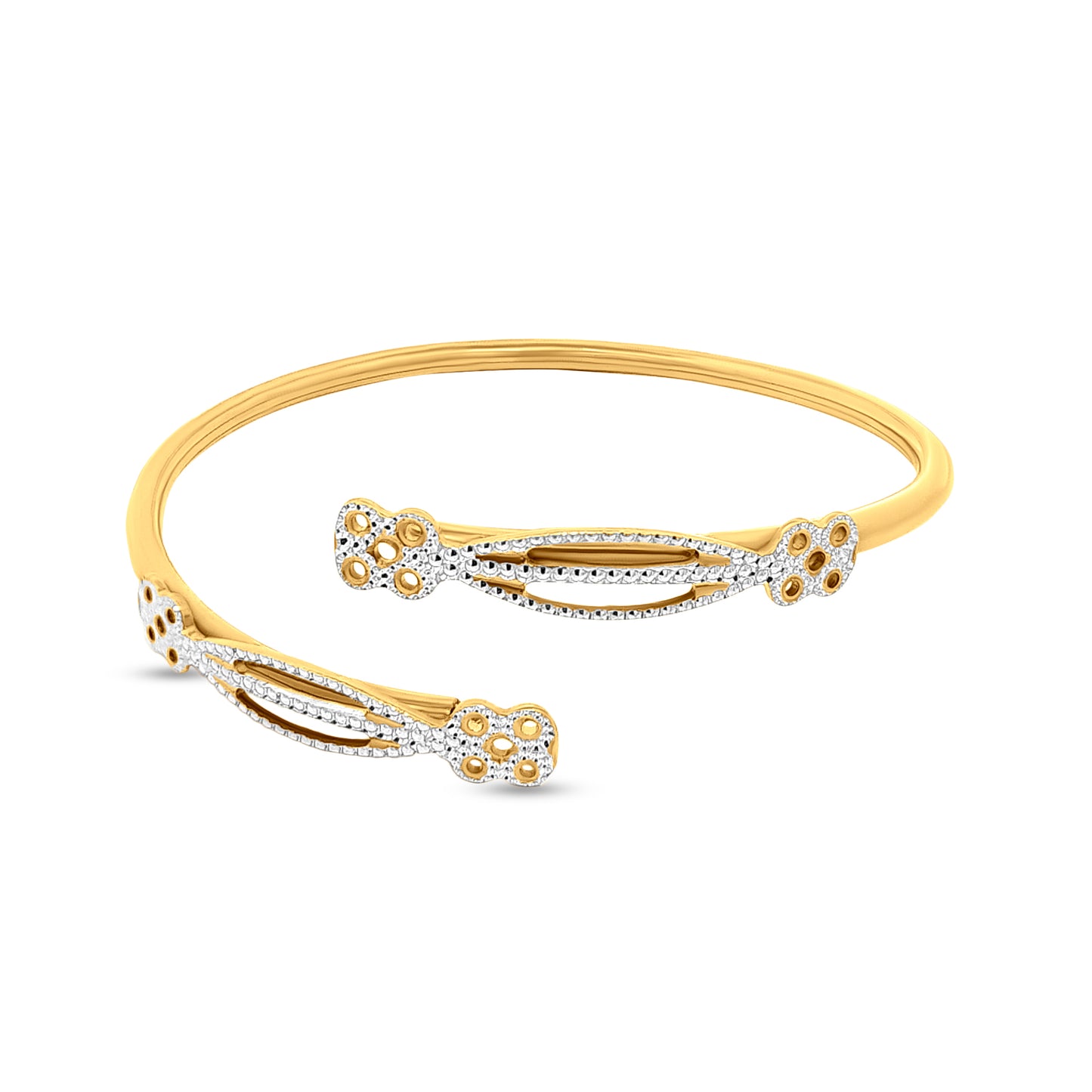 Riya 22K Yellow and White Gold Designer Cuff Bangle