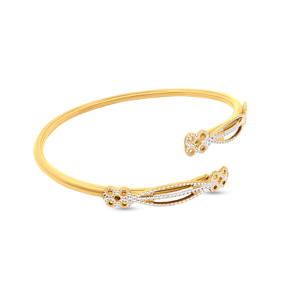 Riya 22K Yellow and White Gold Designer Cuff Bangle