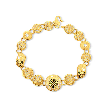 22K Gold Textured Charms Bracelet