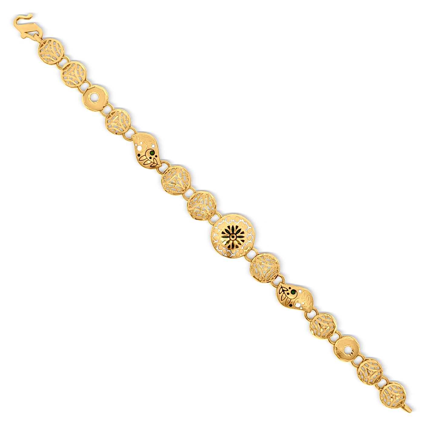 22K Gold Textured Charms Bracelet