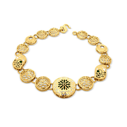 22K Gold Textured Charms Bracelet