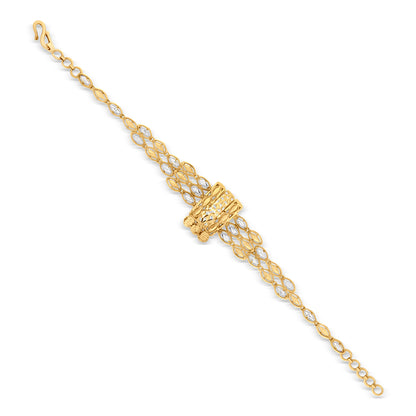 22K Yellow and White Gold Artistic Chain Bracelet