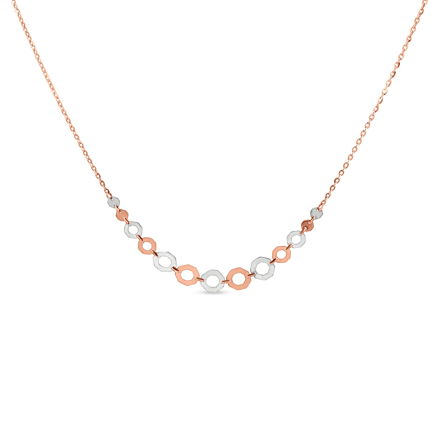 18K Rose Gold Art Deco Necklace with Partly Rhodium