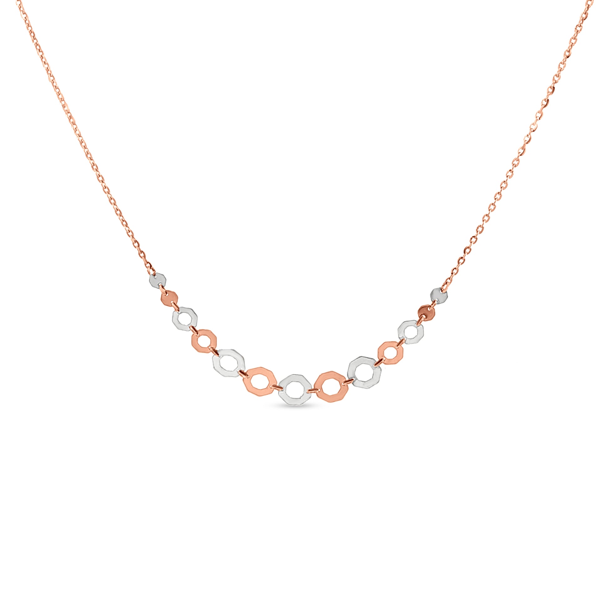 18K Rose Gold Art Deco Necklace with Partly Rhodium