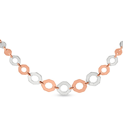 18K Rose Gold Art Deco Necklace with Partly Rhodium