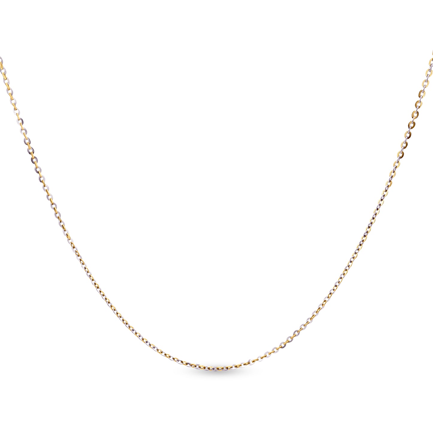 18K Gold Chain with Partly Rhodium