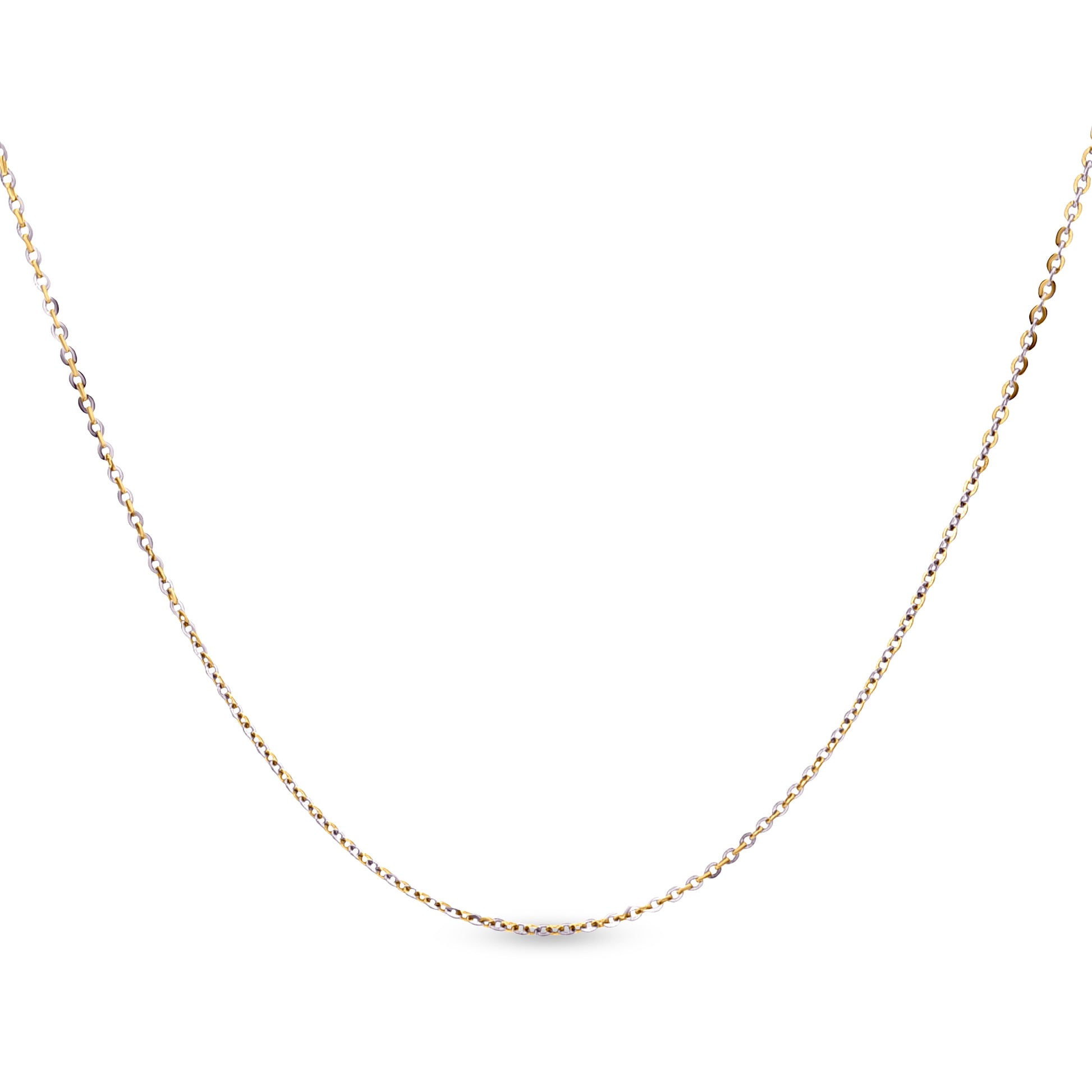 18K Gold Chain with Partly Rhodium