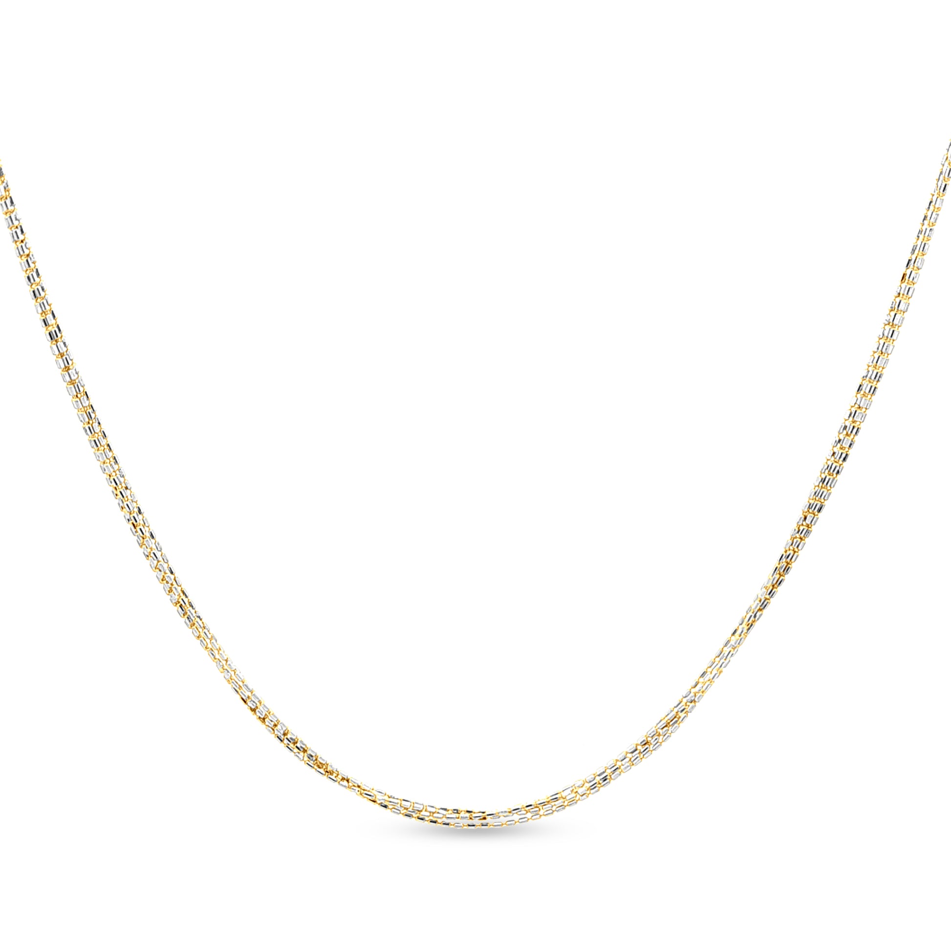 18K White and Yellow Gold Bar Multi-Strand Chain