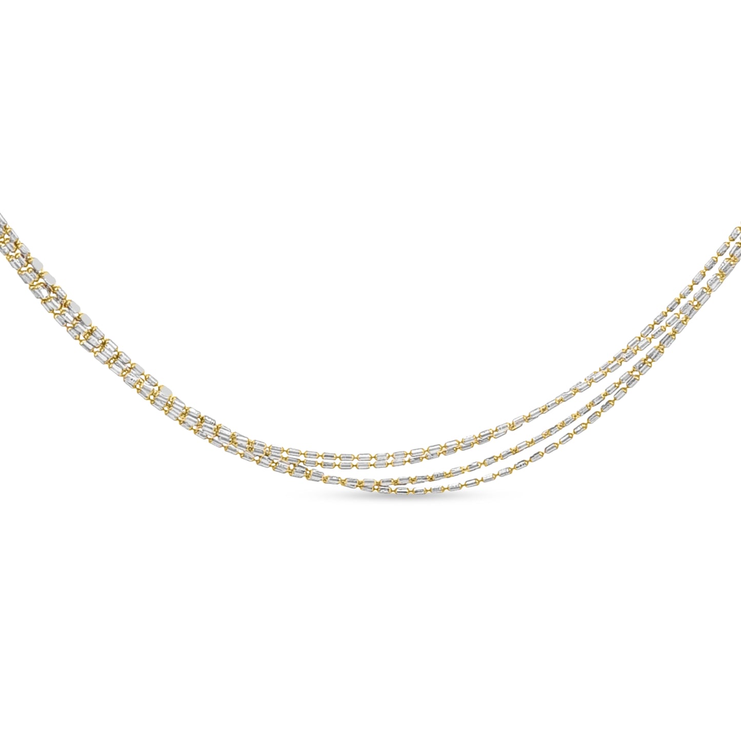 18K White and Yellow Gold Bar Multi-Strand Chain