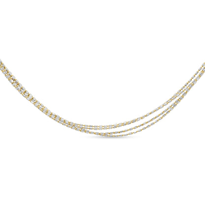 18K White and Yellow Gold Bar Multi-Strand Chain