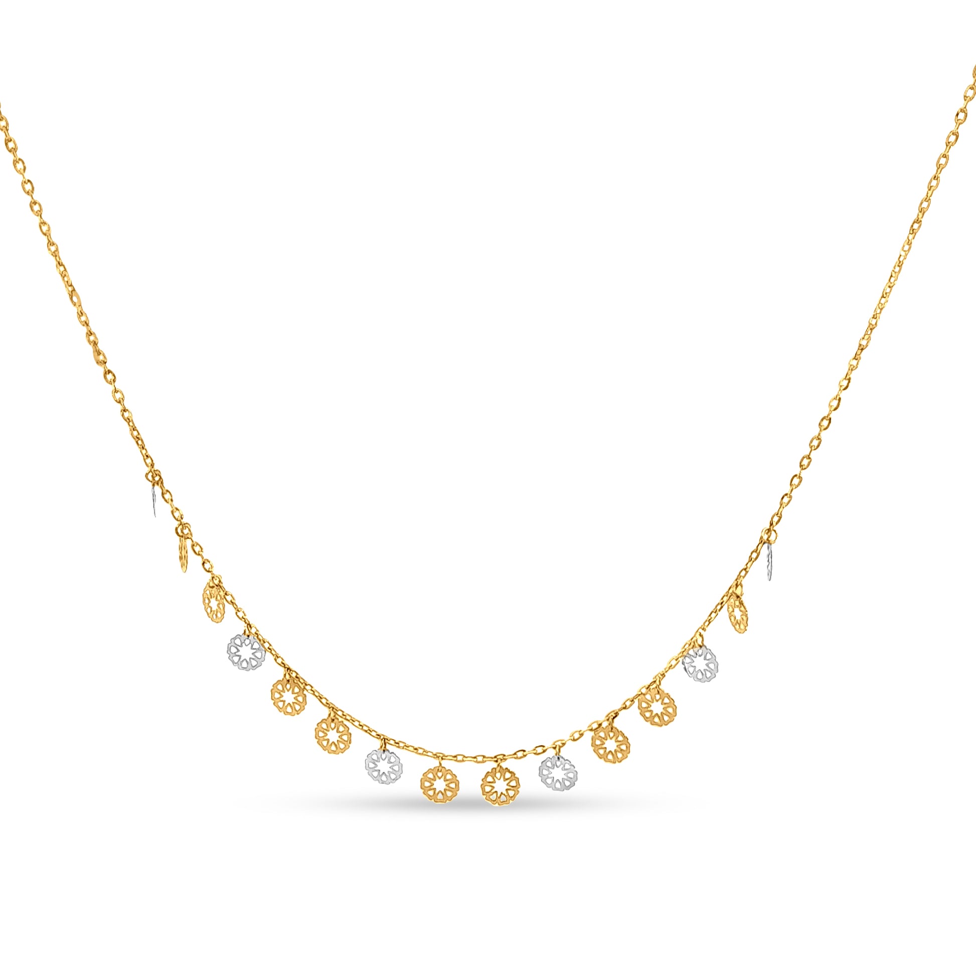 18K Gold Round Charm Necklace