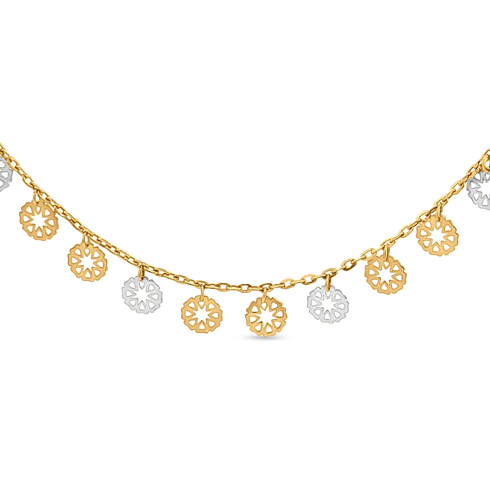 18K Gold Round Charm Necklace