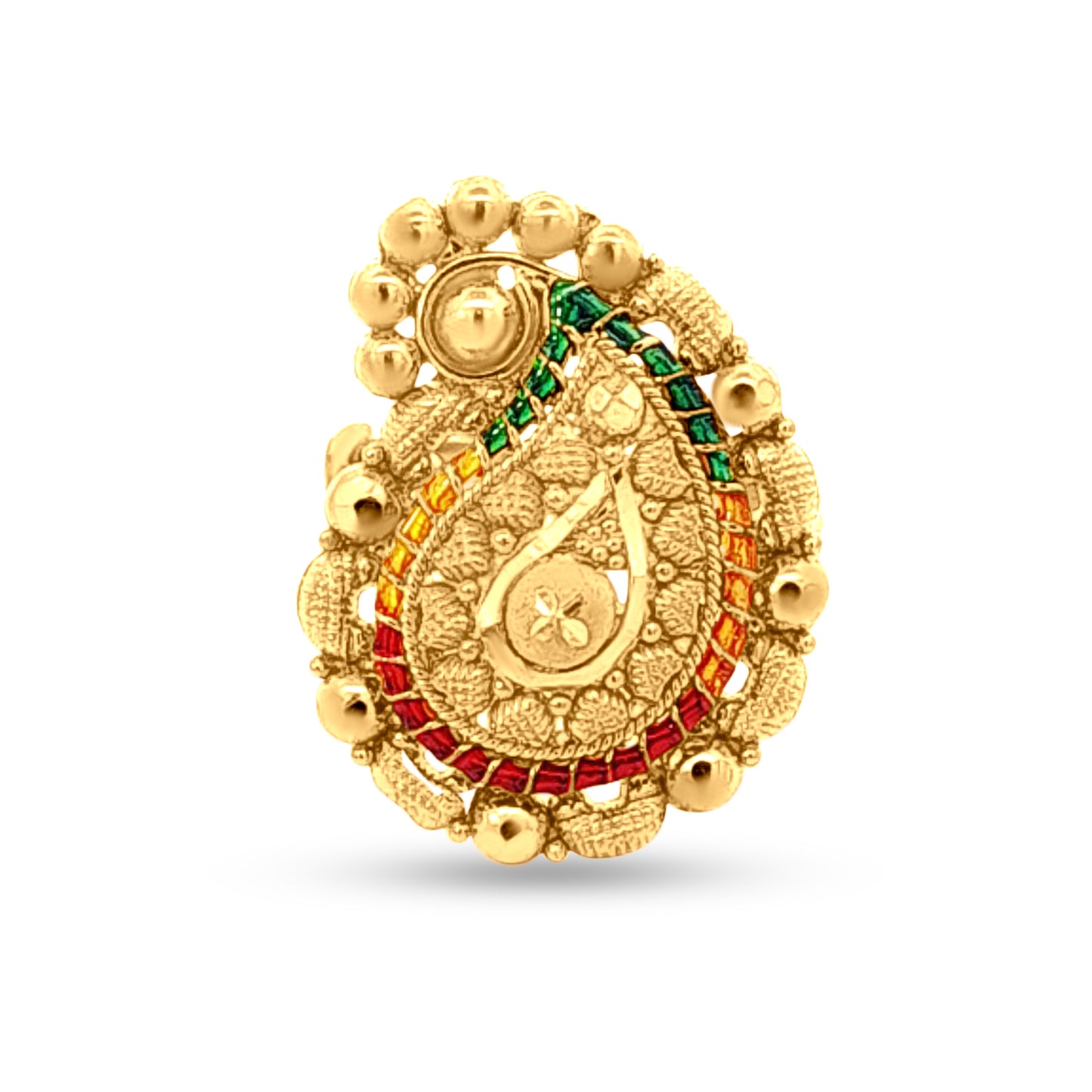 22k Gold More Pankh Design Colorful Stone Ring