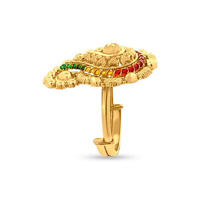 22k Gold More Pankh Design Colorful Stone Ring