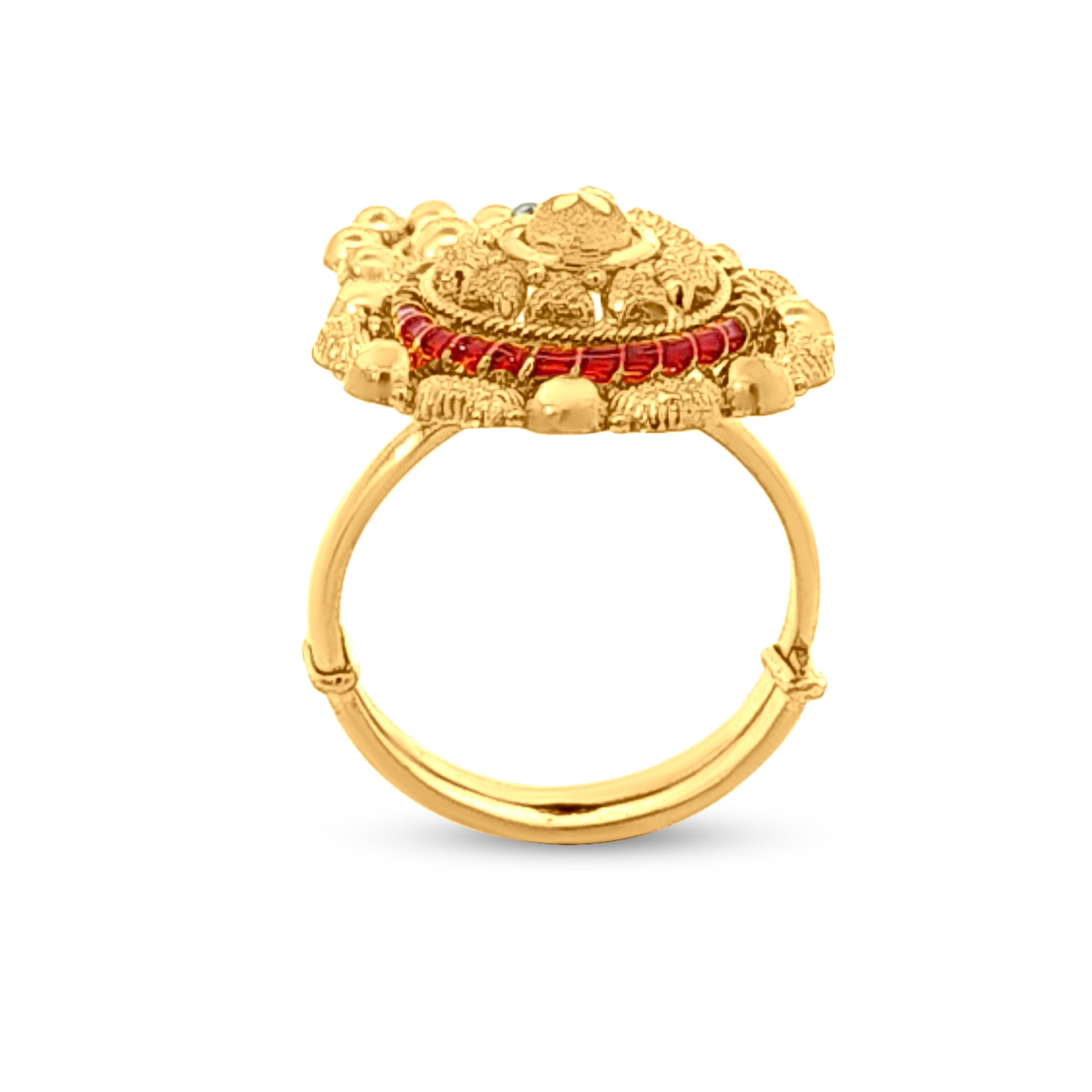 22k Gold More Pankh Design Colorful Stone Ring