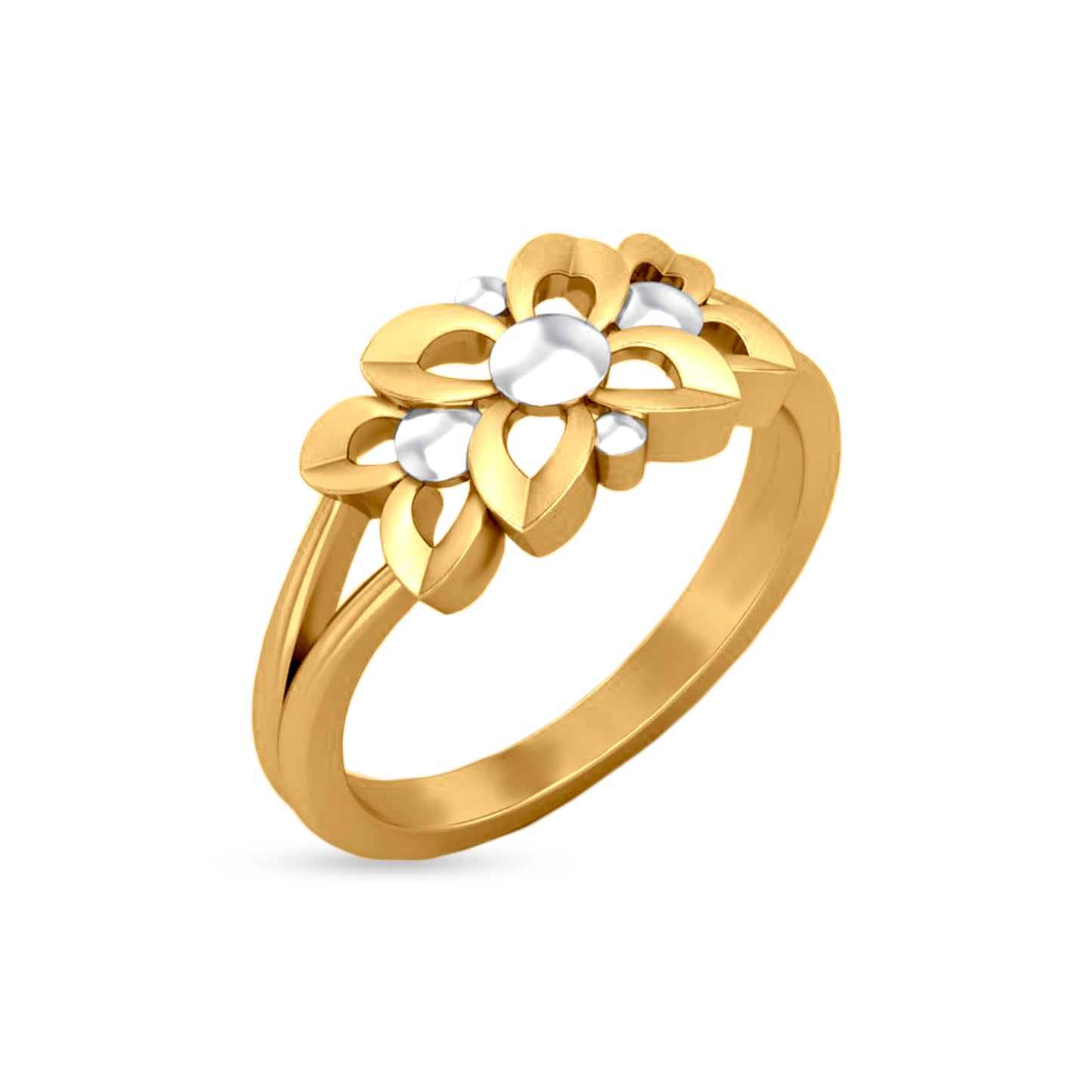 22K Gold Designer 3D Flower Ring