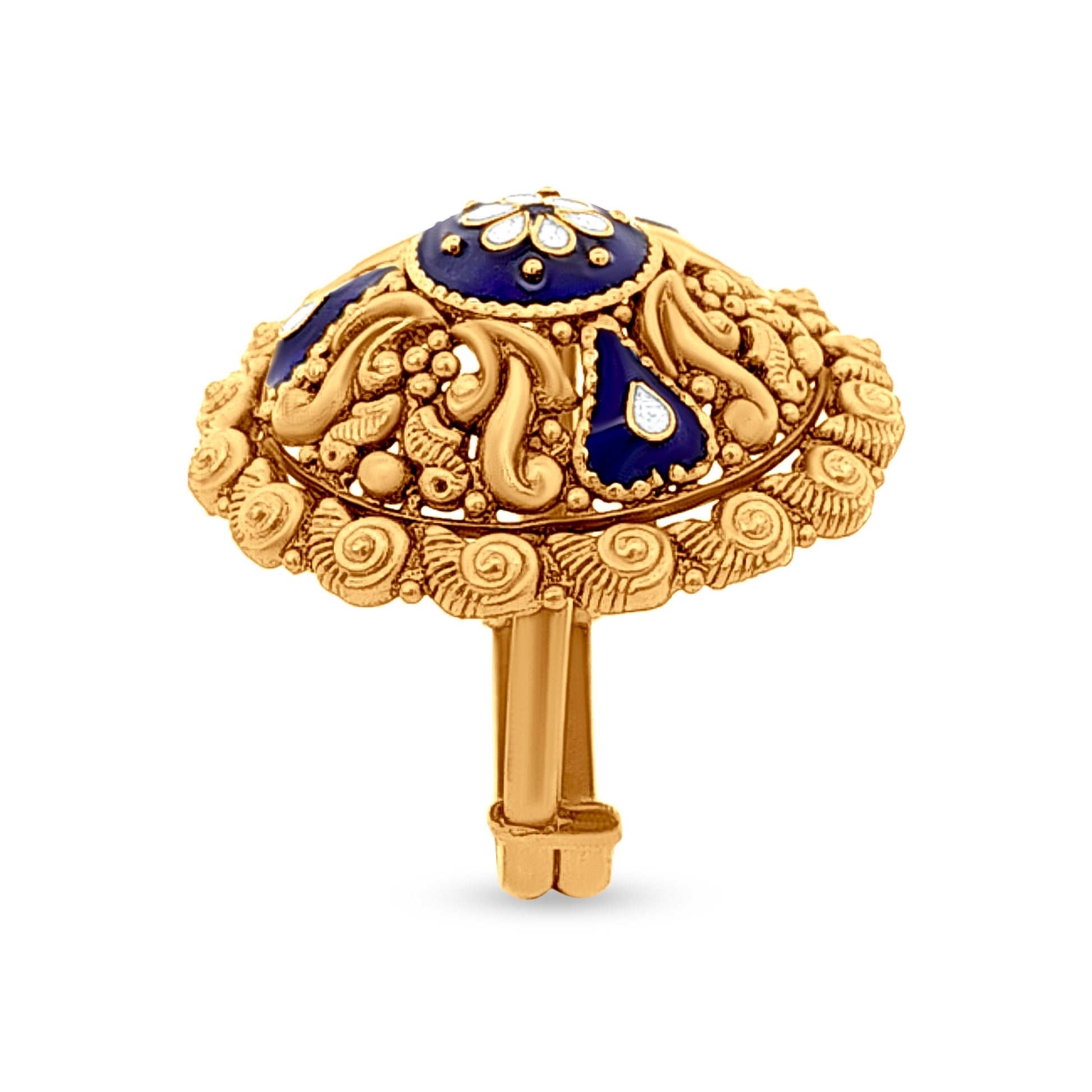 22k Gold Blue Enamel Dome Ring