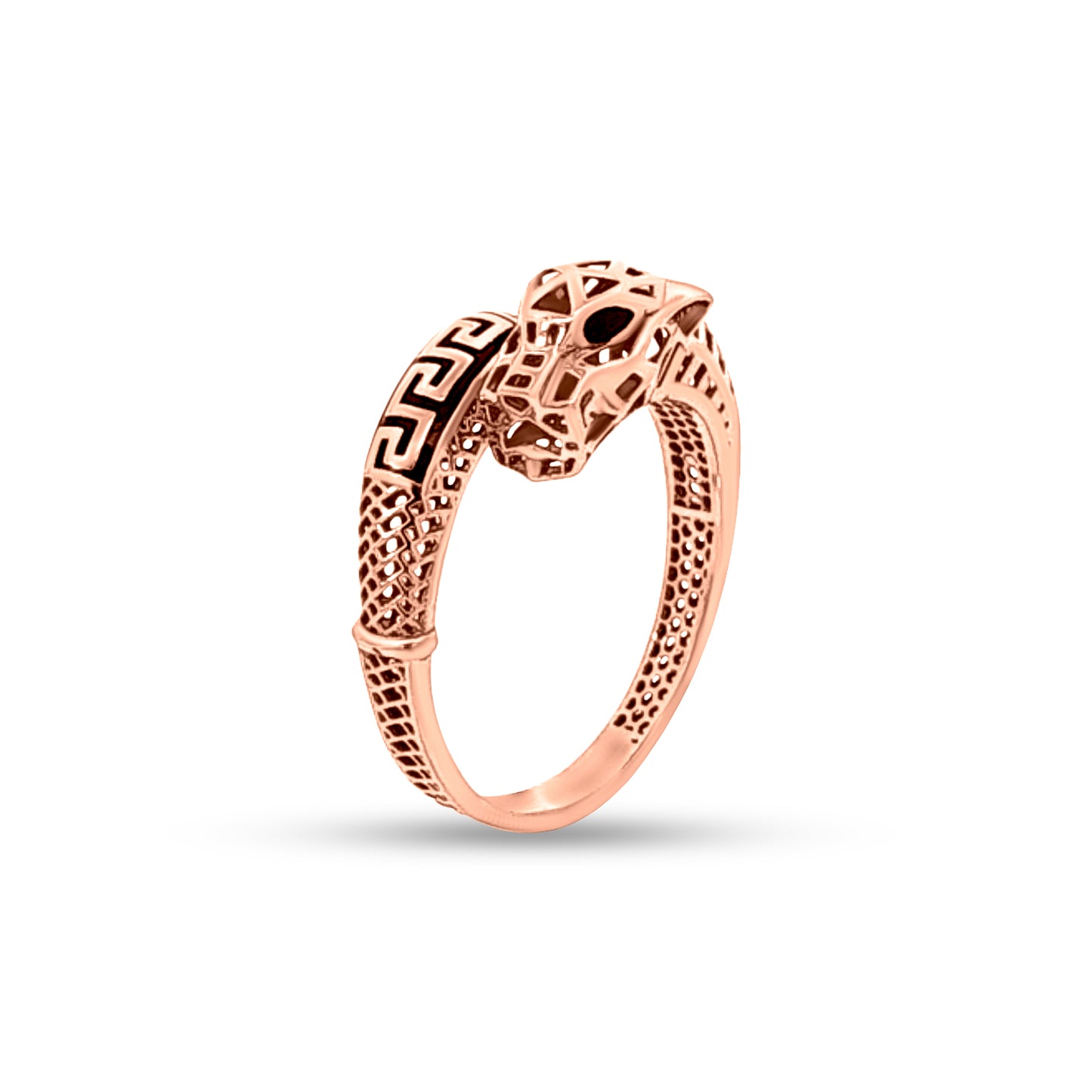 Rose Gold Openwork Intricate Design Jaguar Ring