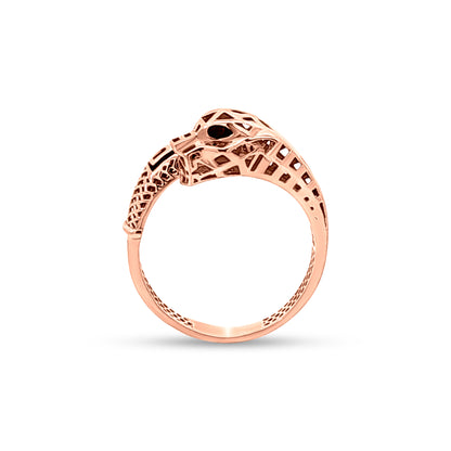 Rose Gold Openwork Intricate Design Jaguar Ring