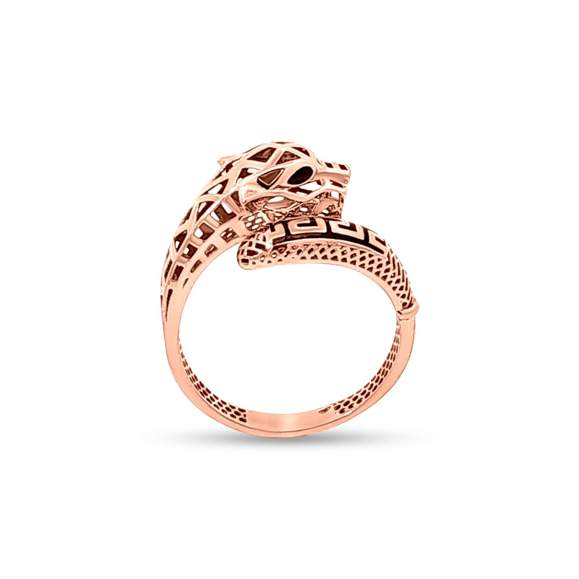 Rose Gold Openwork Intricate Design Jaguar Ring