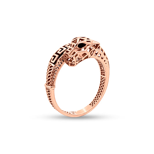 Rose Gold Openwork Intricate Design Jaguar Ring