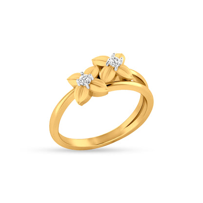 22K Gold Elegant Bypass Floral Ring