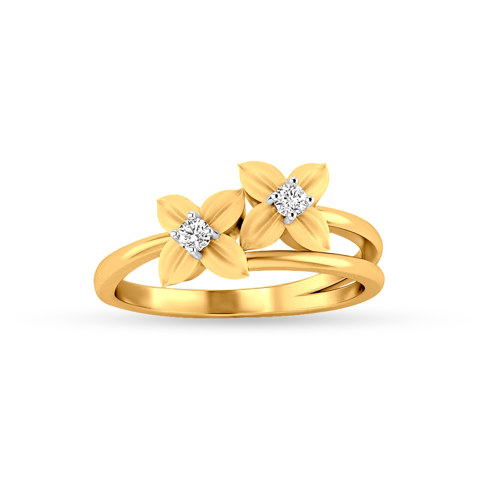 22K Gold Elegant Bypass Floral Ring