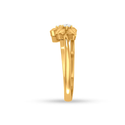 22K Gold Elegant Bypass Floral Ring