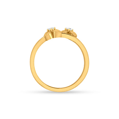 22K Gold Elegant Bypass Floral Ring