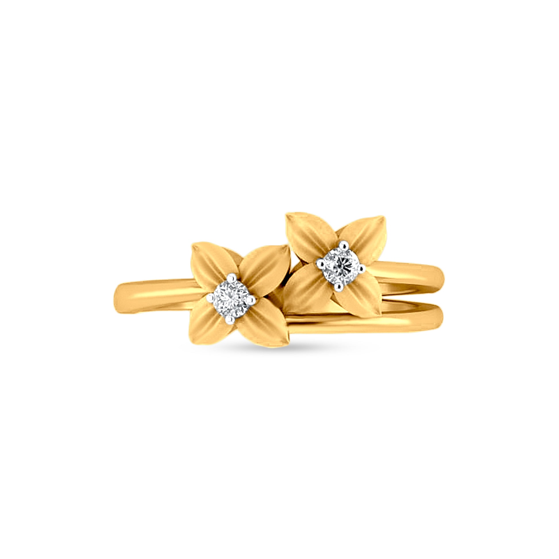 22K Gold Elegant Bypass Floral Ring