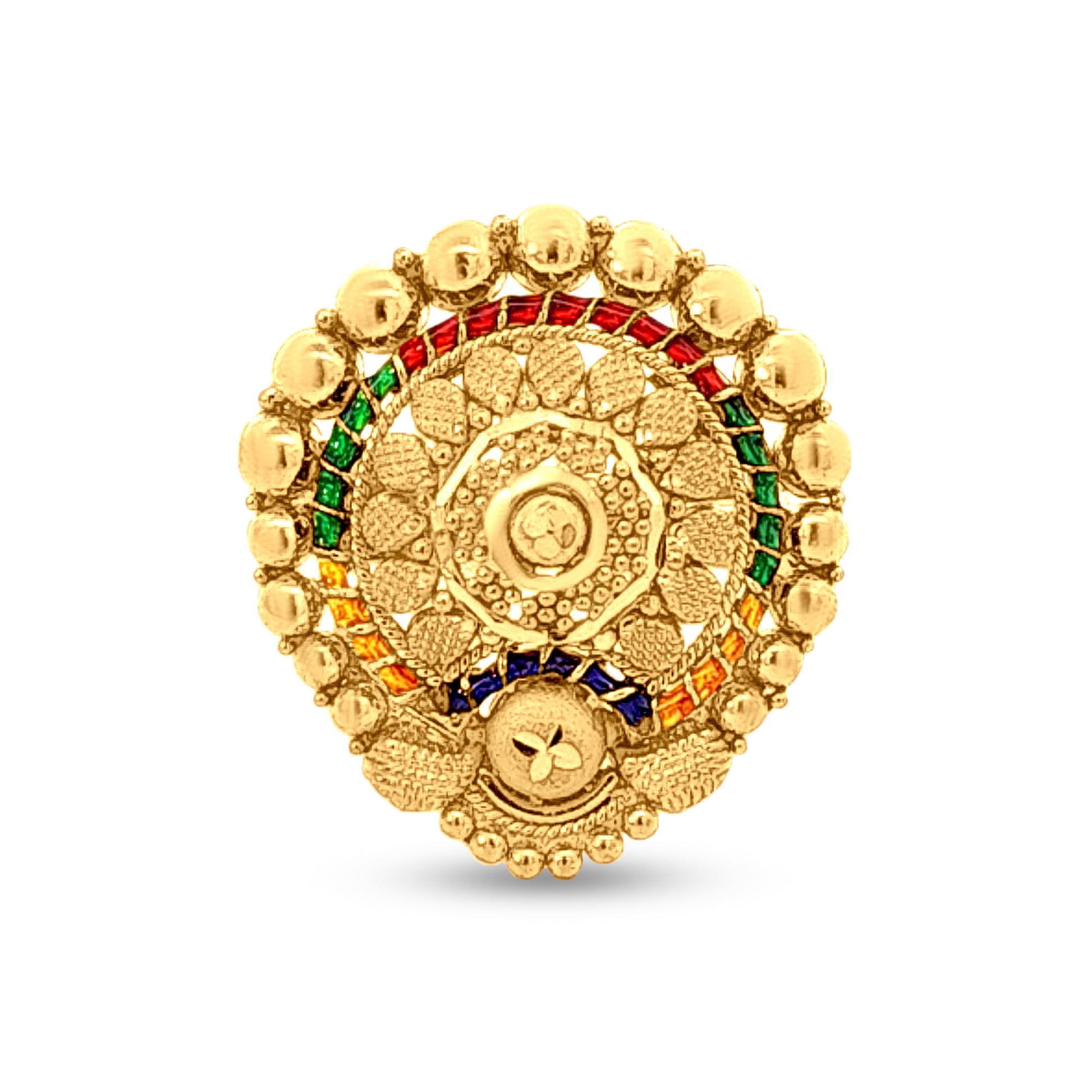 22k Yellow Gold Round Flower Adjustable Wedding Ring