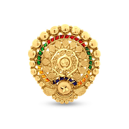 22k Yellow Gold Round Flower Adjustable Wedding Ring