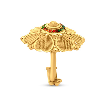 22k Gold Beautiful Heart Flower Adjustable Ring