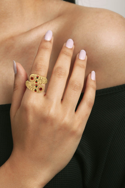 22k Gold Indian Cuff Women's Ring