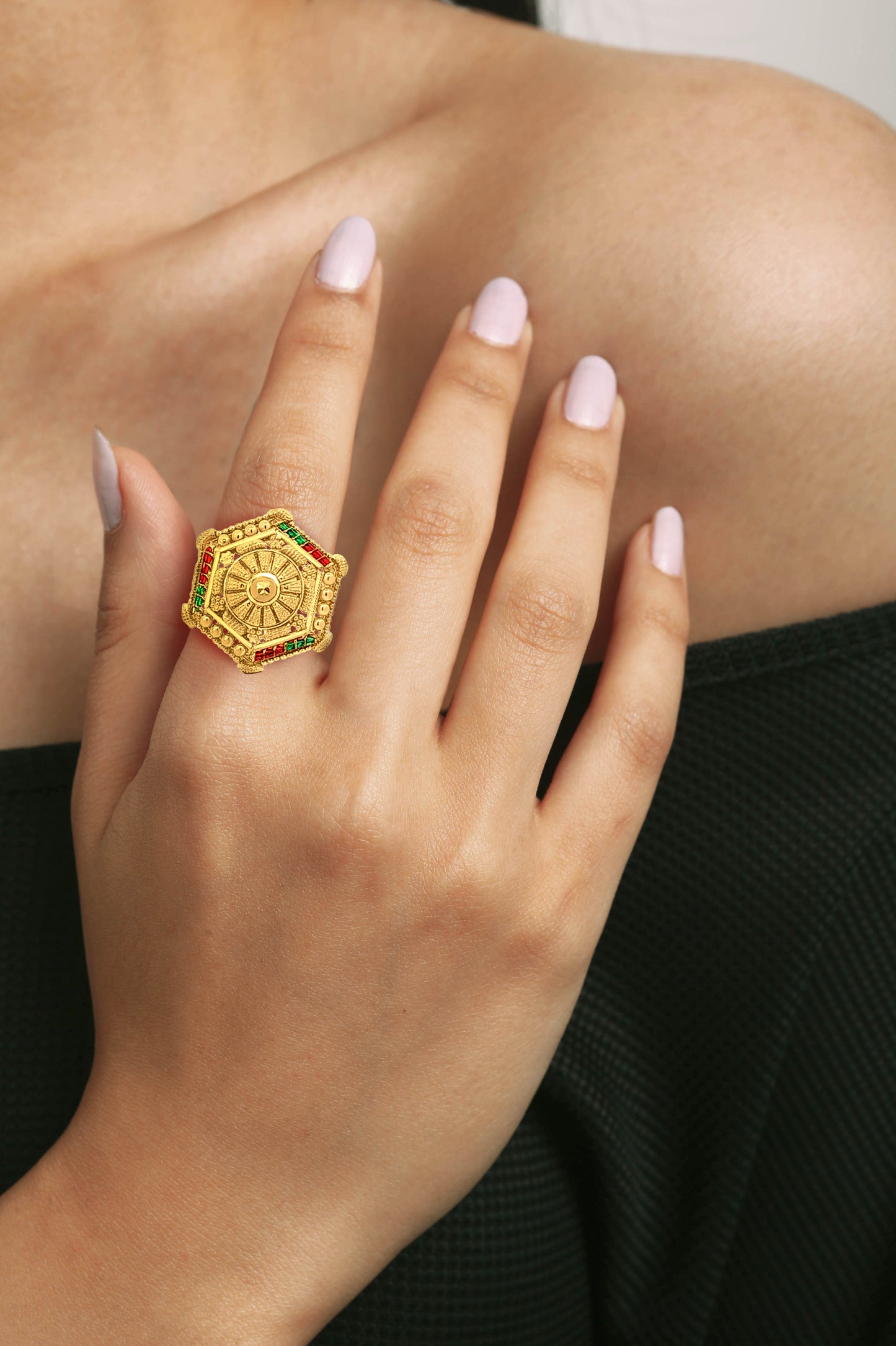 22k Gold Adjustable Cocktail Ring