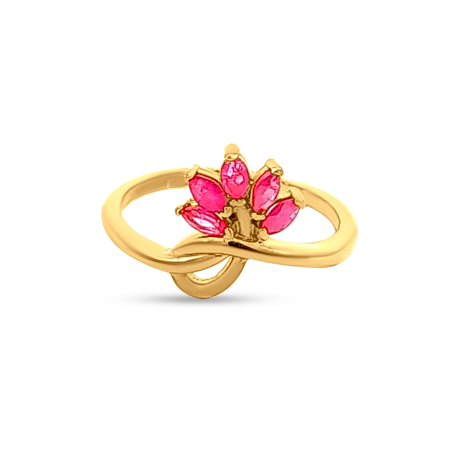 22k Gold Pink Stone Lotus Ring