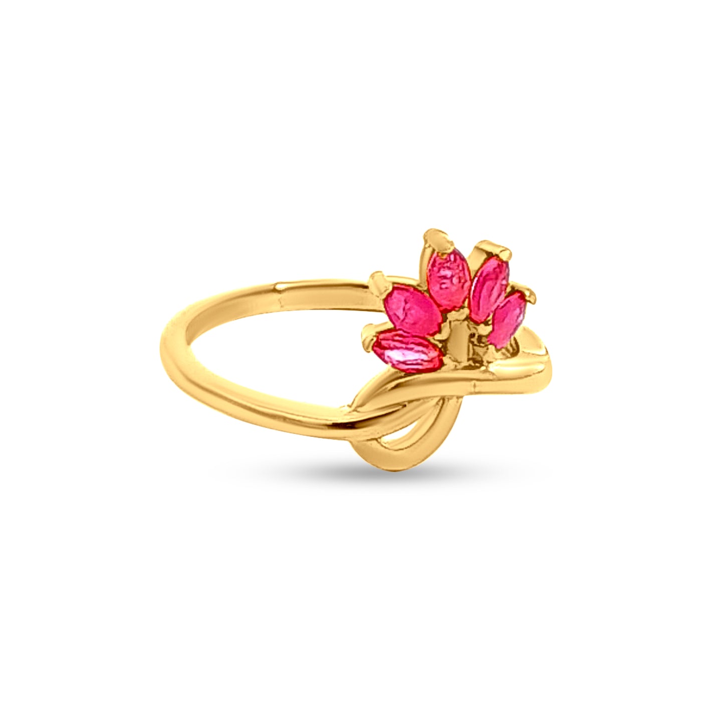 22k Gold Pink Stone Lotus Ring