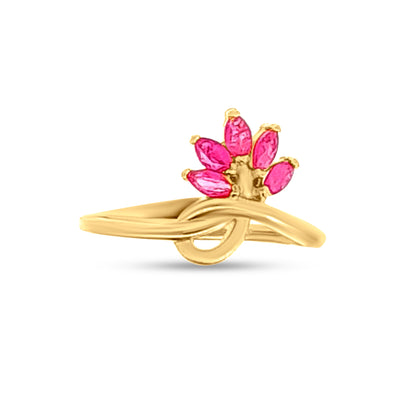 22k Gold Pink Stone Lotus Ring