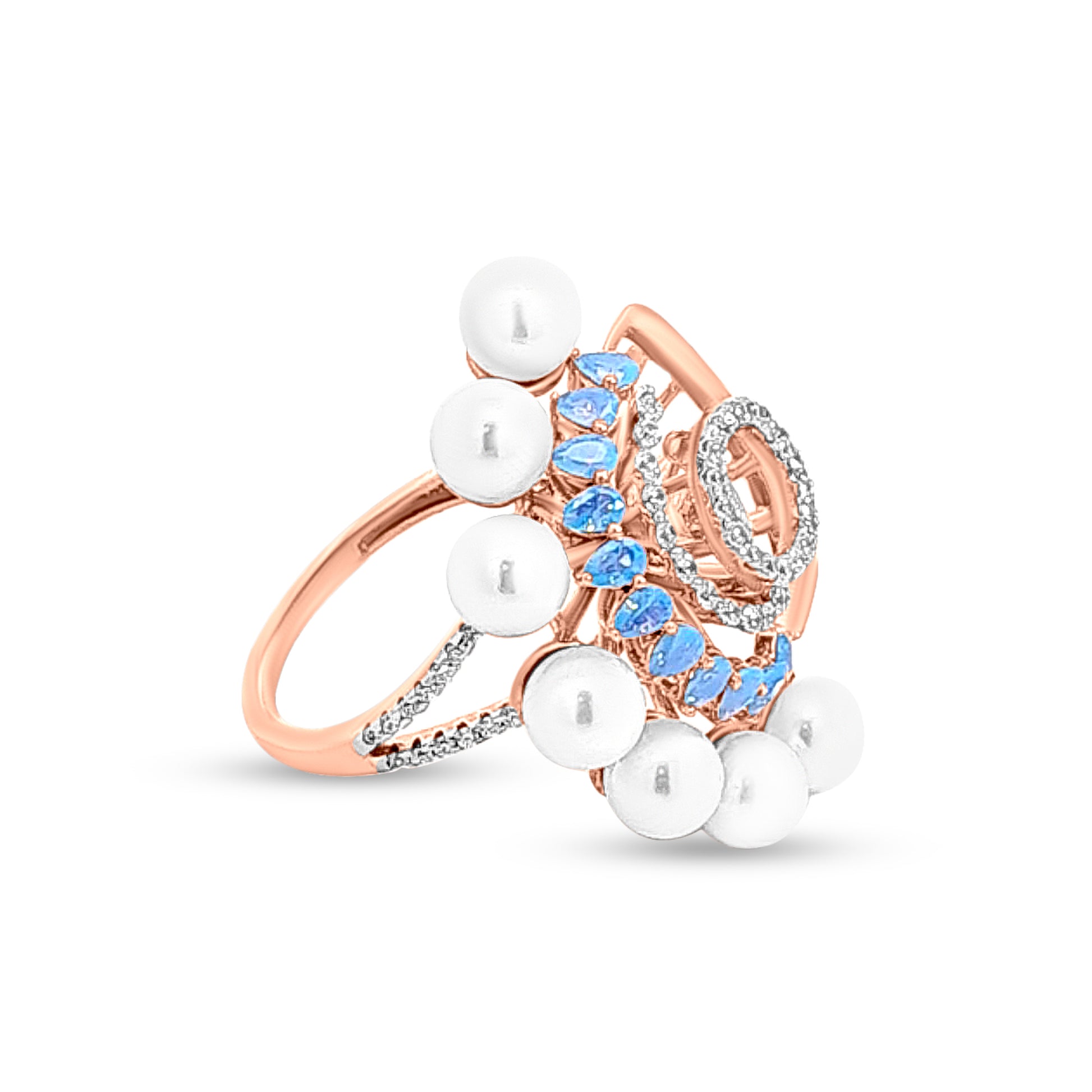 18k Rose Gold Blue Stone Ring