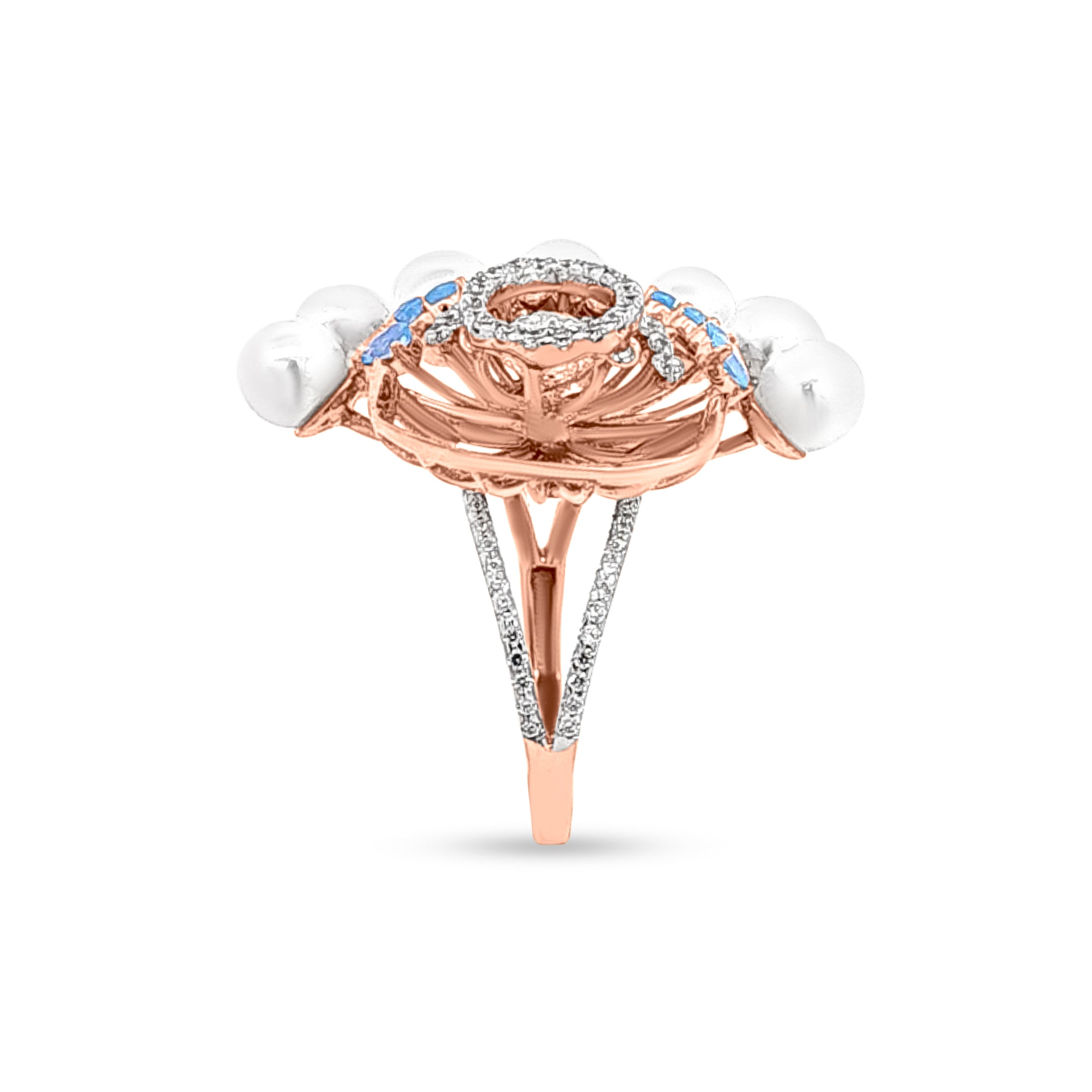 18k Rose Gold Blue Stone Ring