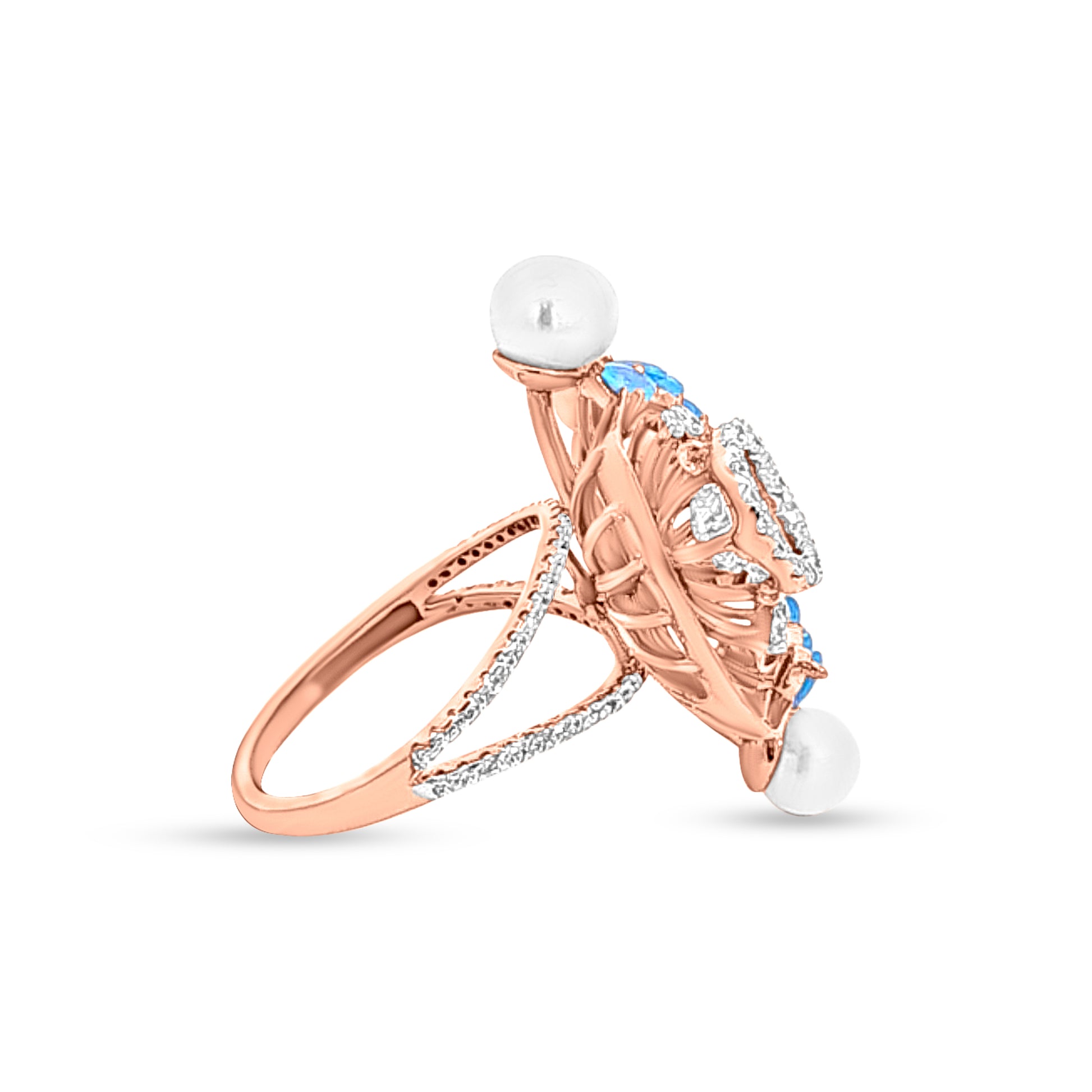 18k Rose Gold Blue Stone Ring