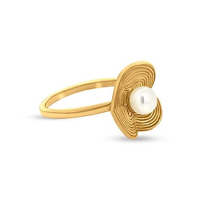 22k Gold Moti Flower Ring