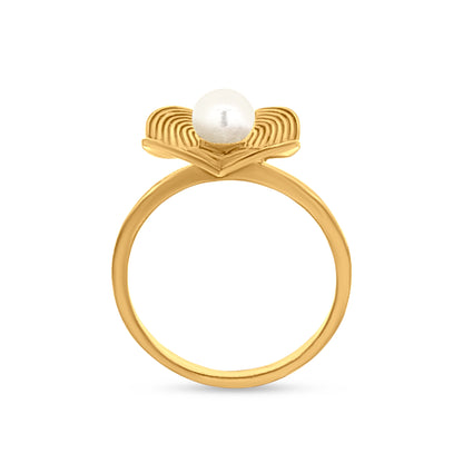 22k Gold Moti Flower Ring