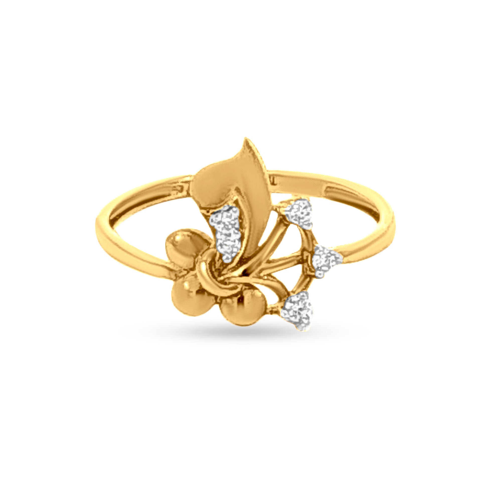 22K Gold Engagement Ring with Floral Motif