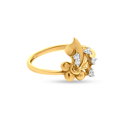 22K Gold Engagement Ring with Floral Motif